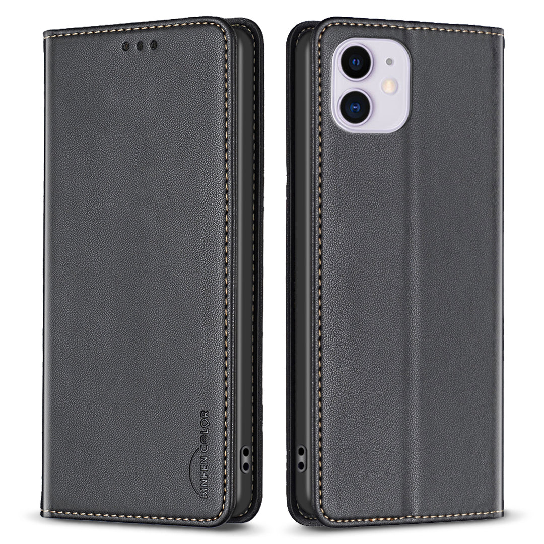 BINFEN COLOR BF18 Til iPhone 11 PU Læder Drop-proof Stand Cover Kortholder Telefon Case BINFEN COLOR BF18 Til iPhone 11 PU Læder Drop-proof Stand Cover Kortholder Telefon Case